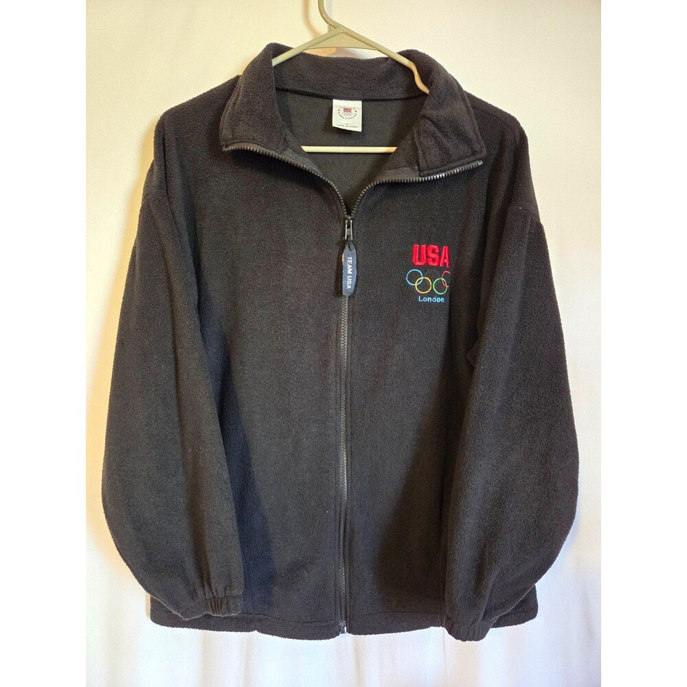 Team USA London Olympics Fleece Jacket Gray Full Zip Medium M